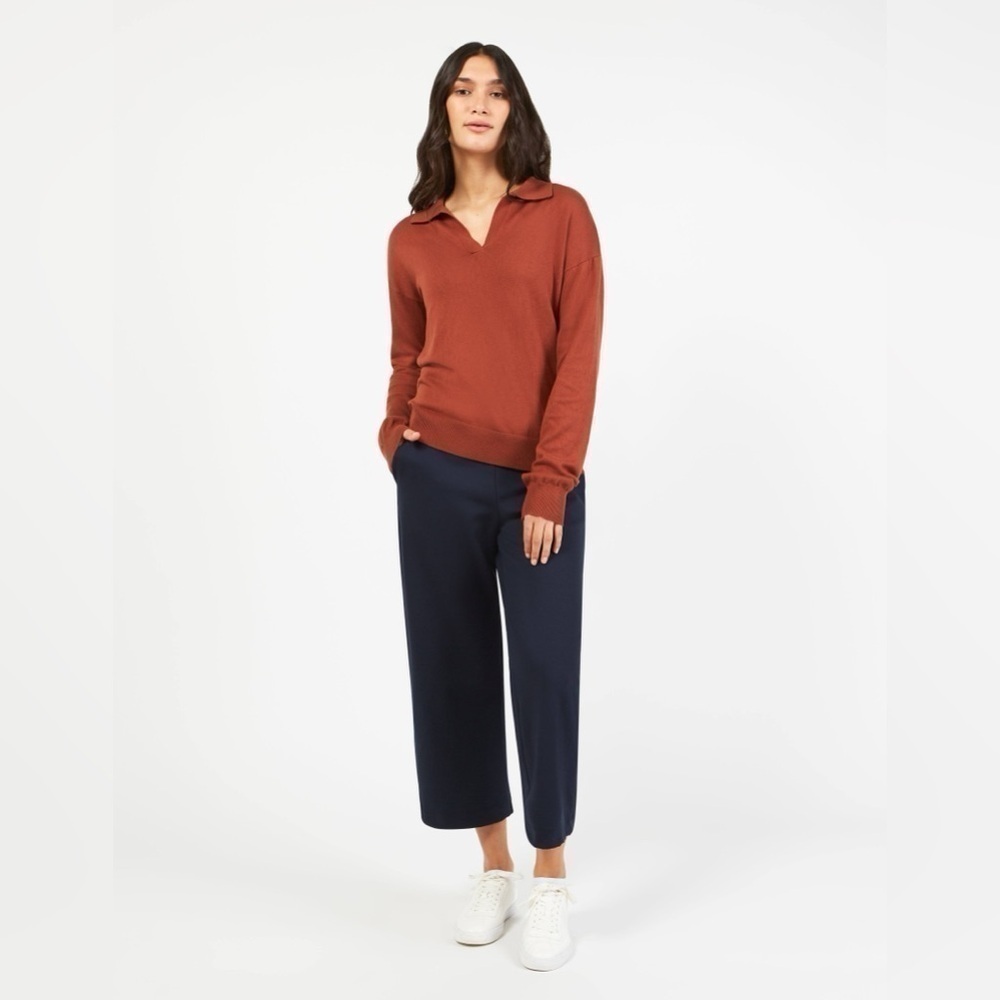 FIG Venio Off White Long Sleeve Polo Sweater Small Petite